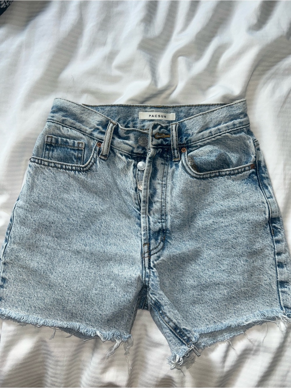 PacSun Light Wash High-Rise Frayed Denim Shorts
